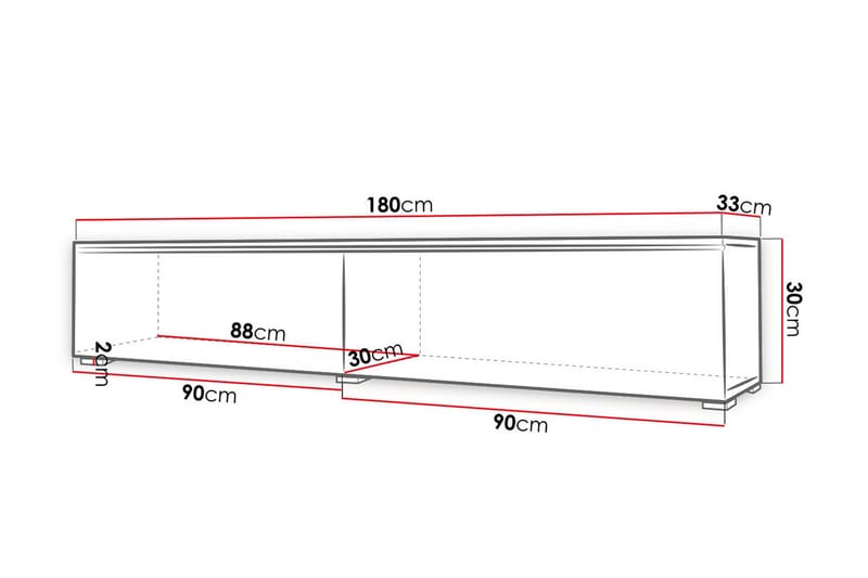 Cuguen Tv-skåp 180 cm Vit LED - Natur/Svart - Möbler - Vardagsrum - Tv-möbler & mediamöbler - Tv-bänkar