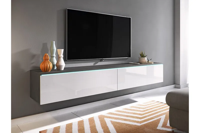 Cuguen Tv-skåp 180 cm Vit LED - Vit - Möbler - Vardagsrum - Tv-möbler & mediamöbler - Tv-bänkar