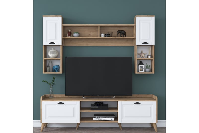 CUMBALI Tv-möbelset 180x35 cm Vit/Brun - Tv-möbelset