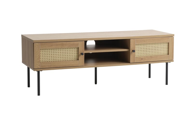 Cyndy Golvstående TV Bänk 120 cm med Förvaring i Ljust Trä, Beige