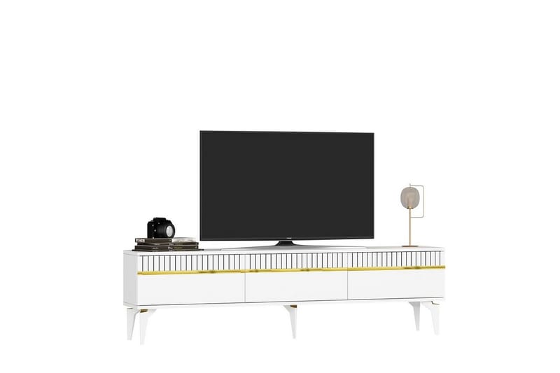 Defneia Tv-bänk 180 cm - Guld/Vit - Möbler - Vardagsrum - Tv-möbler & mediamöbler - Tv-bänkar