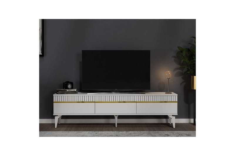 Defneia Tv-bänk 180 cm - Guld/Vit - Möbler - Vardagsrum - Tv-möbler & mediamöbler - Tv-bänkar