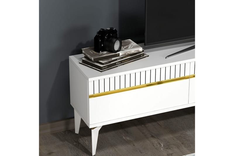 Defneia Tv-bänk 180 cm - Guld/Vit - Möbler - Vardagsrum - Tv-möbler & mediamöbler - Tv-bänkar