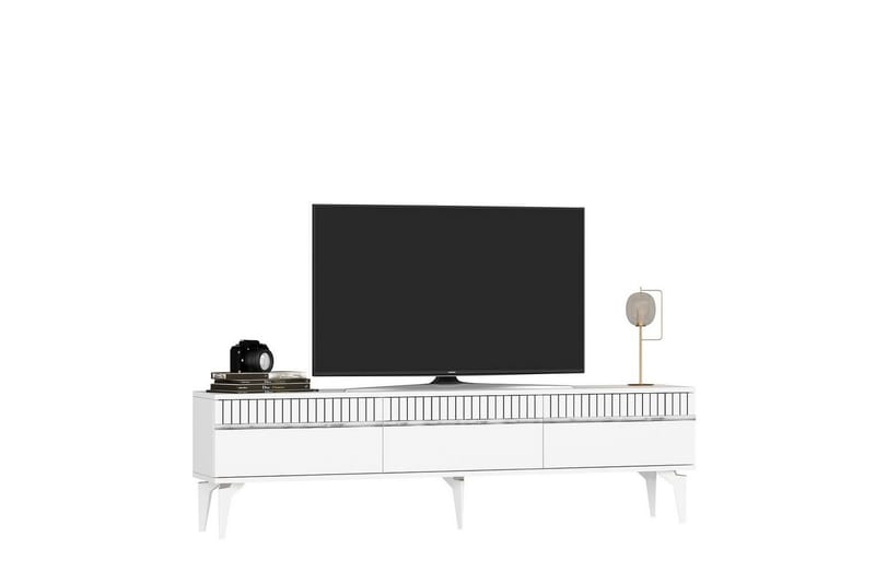 Defneia Tv-bänk 180 cm - Vit/Silver - Möbler - Vardagsrum - Tv-möbler & mediamöbler - Tv-bänkar