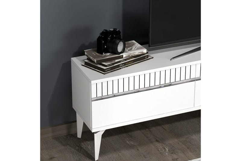 Defneia Tv-bänk 180 cm - Vit/Silver - Möbler - Vardagsrum - Tv-möbler & mediamöbler - Tv-bänkar