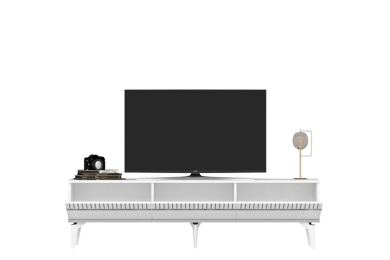 Defneia Tv-bänk 180 cm - Vit/Silver - Möbler - Vardagsrum - Tv-möbler & mediamöbler - Tv-bänkar