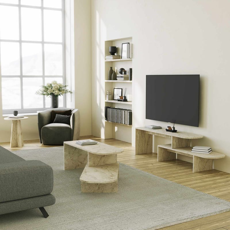 Deliones Tv-bänk 130 cm - Travertin - Möbler - Vardagsrum - Tv-möbler & mediamöbler - Tv-bänkar
