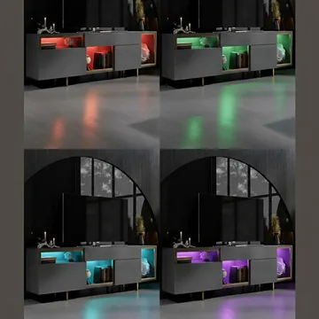 Denvar TV-bänk 180x55x32 cm - Antracit/Guld - Möbler - Vardagsrum - Tv-möbler & mediamöbler - Tv-bänkar
