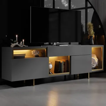 Denvar TV-bänk 180x55x32 cm - Antracit/Guld - Möbler - Vardagsrum - Tv-möbler & mediamöbler - Tv-bänkar
