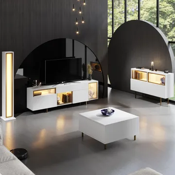 Denvar TV-bänk 180x55x32 cm - vit och guld - Möbler - Vardagsrum - Tv-möbler & mediamöbler - Tv-bänkar