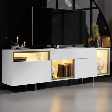 Denvar TV-bänk 180x55x32 cm - vit och guld - Möbler - Vardagsrum - Tv-möbler & mediamöbler - Tv-bänkar