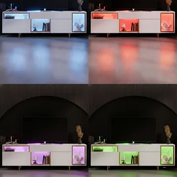 Denvar TV-bänk 180x55x32 cm - vit och guld - Möbler - Vardagsrum - Tv-möbler & mediamöbler - Tv-bänkar