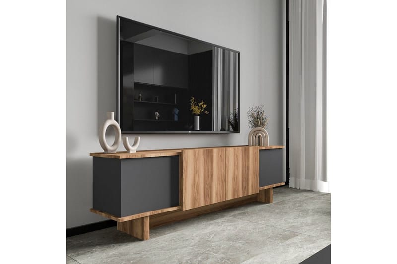 Diannare Tv-bänk 180 cm - Mediumfärgat trä/Antracit - Möbler - Vardagsrum - Tv-möbler & mediamöbler - Tv-bänkar