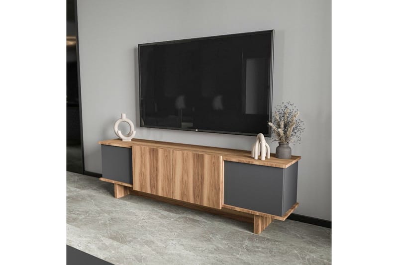 Diannare Tv-bänk 180 cm - Mediumfärgat trä/Antracit - Möbler - Vardagsrum - Tv-möbler & mediamöbler - Tv-bänkar