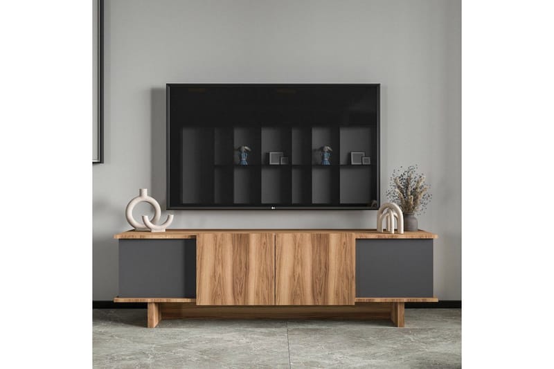 Diannare Tv-bänk 180 cm - Mediumfärgat trä/Antracit - Möbler - Vardagsrum - Tv-möbler & mediamöbler - Tv-bänkar