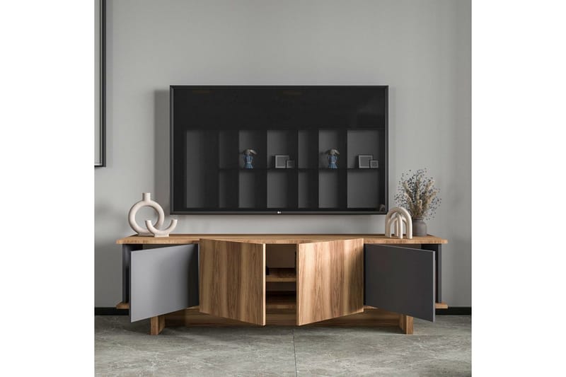 Diannare Tv-bänk 180 cm - Mediumfärgat trä/Antracit - Möbler - Vardagsrum - Tv-möbler & mediamöbler - Tv-bänkar