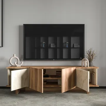 Diannare Väggmonterad Tv Bänk 180 cm med Förvaring i Valnöt - Valnötsbrun - Möbler - Vardagsrum - Tv-möbler & mediamöbler - Tv-bänkar