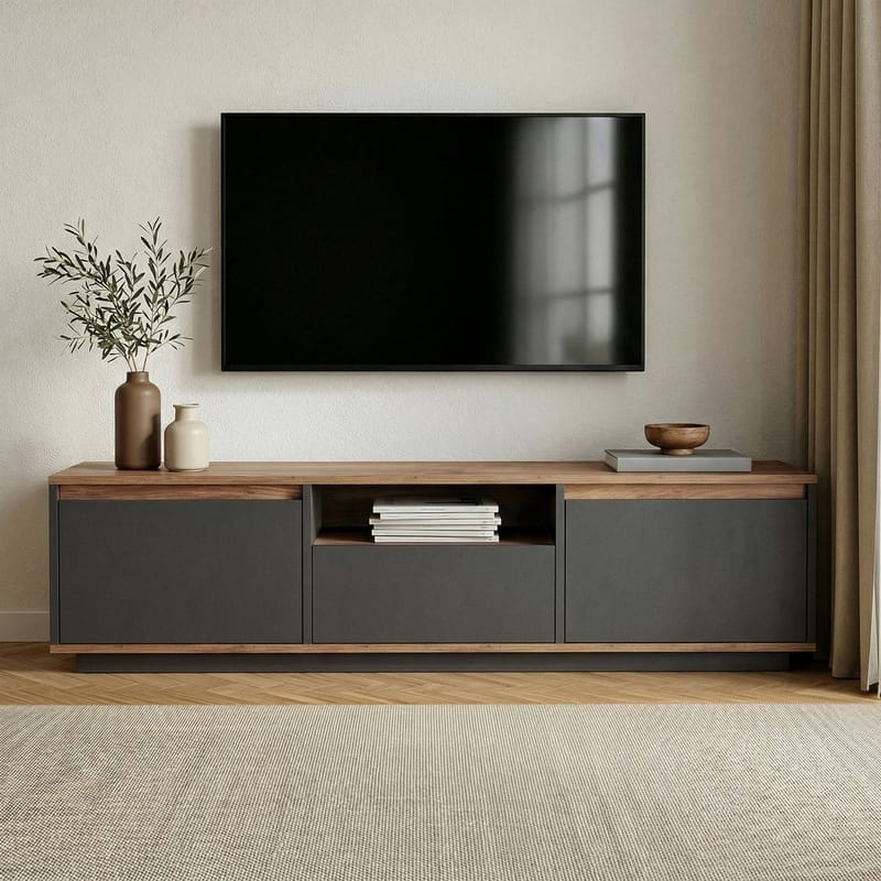 Domar Tv-bänk 160 cm - Antracit/Atlantic pine - Möbler - Vardagsrum - Tv-möbler & mediamöbler - Tv-bänkar
