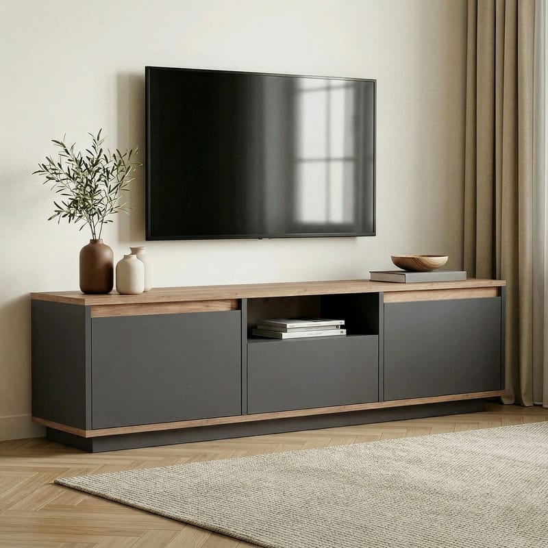 Domar Tv-bänk 160 cm - Antracit/Atlantic pine - Möbler - Vardagsrum - Tv-möbler & mediamöbler - Tv-bänkar