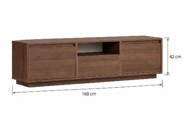 Domar TV-bänk 160 cm med Förvaring, Trä- och Valnötsutseende - Brun - Möbler - Vardagsrum - Tv-möbler & mediamöbler - Tv-bänkar