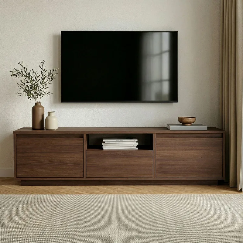 Domar Tv-bänk med Förvaring 160 cm - Valnöt - Möbler - Vardagsrum - Tv-möbler & mediamöbler - Tv-bänkar
