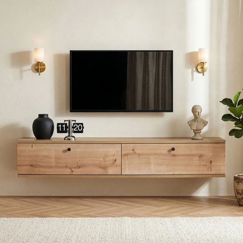 Dovren TV-bänk 140x25x25 cm - Sapphire Oak - Möbler - Vardagsrum - Tv-möbler & mediamöbler - Tv-hylla