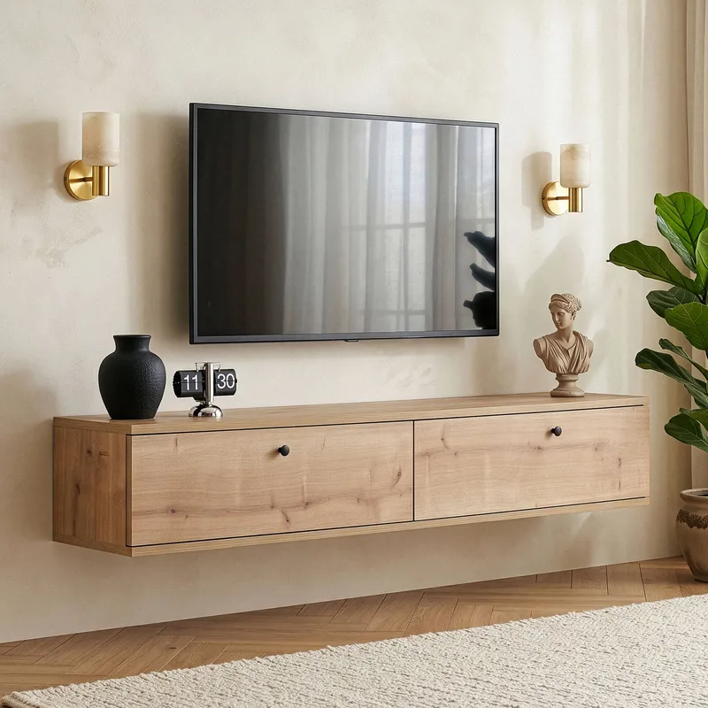 Dovren TV-bänk 140x25x25 cm - Sapphire Oak - Möbler - Vardagsrum - Tv-möbler & mediamöbler - Tv-hylla