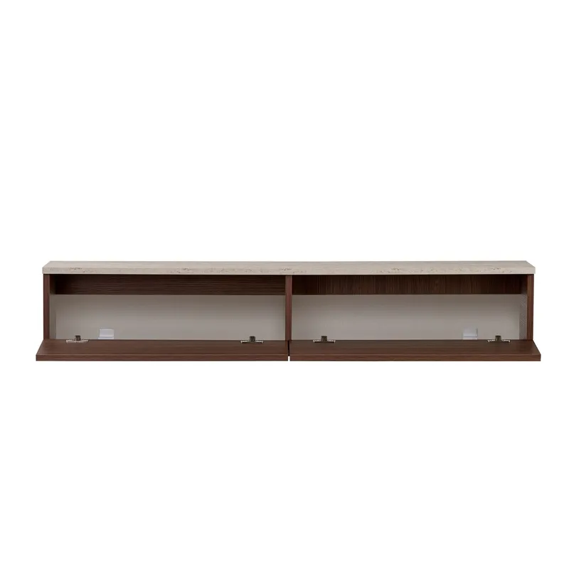 Dovren TV-bänk 140x25x25 cm - Travertin och valnöt - Möbler - Vardagsrum - Tv-möbler & mediamöbler - Tv-hylla