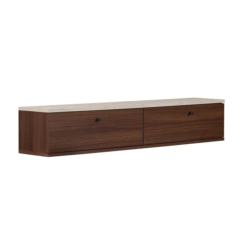 Dovren TV-bänk 140x25x25 cm - Travertin och valnöt - Möbler - Vardagsrum - Tv-möbler & mediamöbler - Tv-hylla