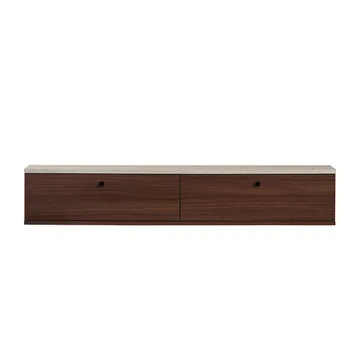 Dovren TV-bänk 140x25x25 cm - Travertin och valnöt - Möbler - Vardagsrum - Tv-möbler & mediamöbler - Tv-hylla