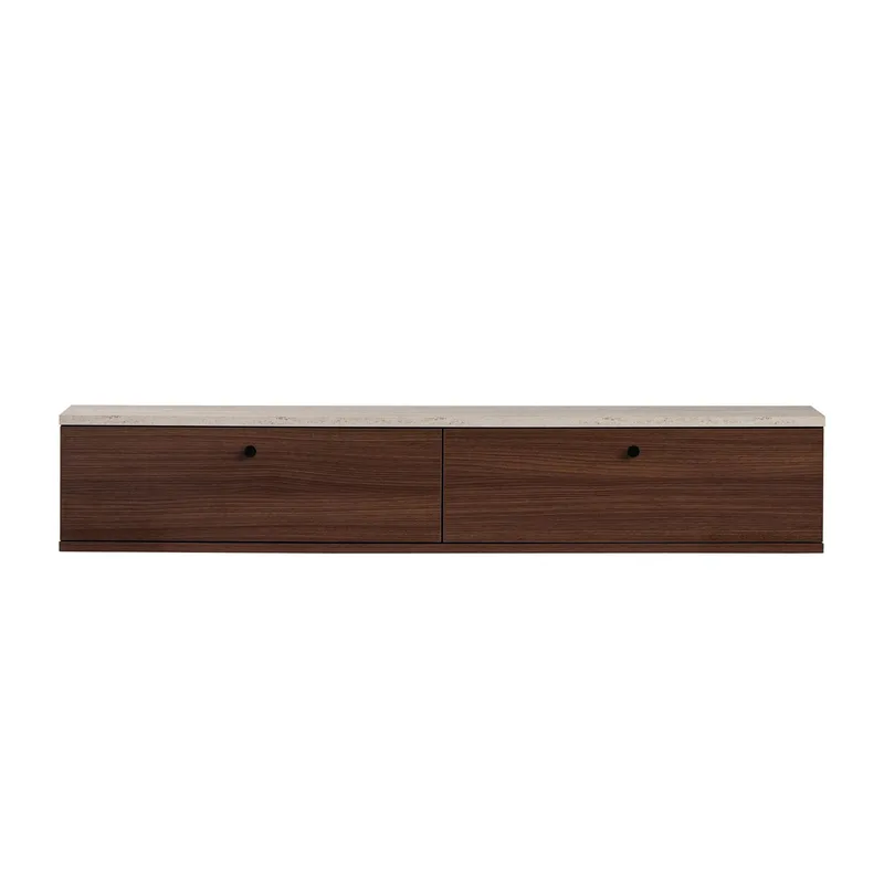 Dovren TV-bänk 140x25x25 cm - Travertin och valnöt - Möbler - Vardagsrum - Tv-möbler & mediamöbler - Tv-hylla