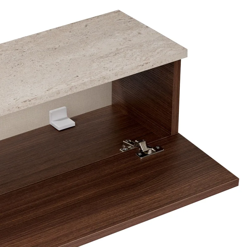 Dovren TV-bänk 140x25x25 cm - Travertin och valnöt - Möbler - Vardagsrum - Tv-möbler & mediamöbler - Tv-hylla