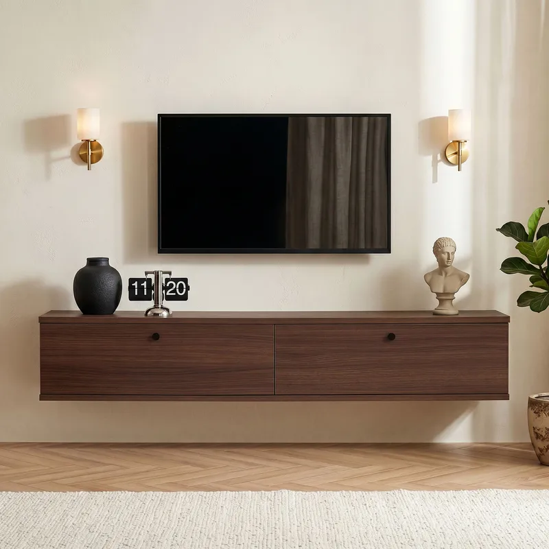 Dovren TV-bänk 140x25x25 cm - Valnöt - Möbler - Vardagsrum - Tv-möbler & mediamöbler - Tv-bänkar