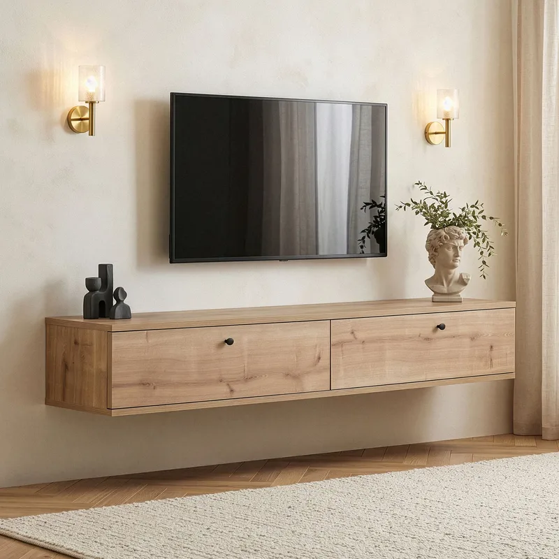 Dovren TV-bänk 160x25x25 cm - Sapphire Oak - Möbler - Vardagsrum - Tv-möbler & mediamöbler - Tv-hylla