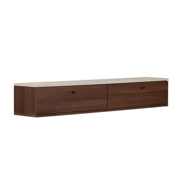 Dovren TV-bänk 160x25x25 cm - Travertin och valnöt - Möbler - Vardagsrum - Tv-möbler & mediamöbler - Tv-hylla