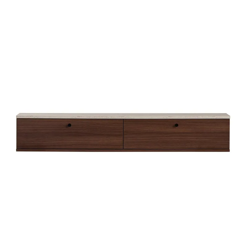 Dovren TV-bänk 160x25x25 cm - Travertin och valnöt - Möbler - Vardagsrum - Tv-möbler & mediamöbler - Tv-hylla