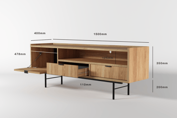 Dravo Tv-Bänk 150 cm - Naturlig hickory - Möbler - Vardagsrum - Tv-möbler & mediamöbler - Tv-bänkar