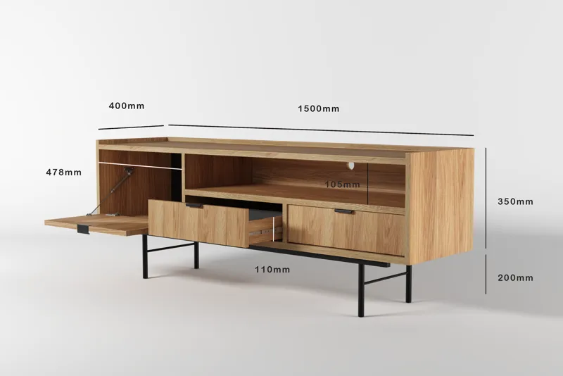 Dravo Tv-Bänk 150 cm - Naturlig hickory - Möbler - Vardagsrum - Tv-möbler & mediamöbler - Tv-bänkar