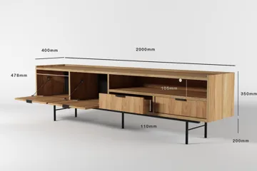 Dravo Tv-Bänk 200 cm - Naturlig hickory - Möbler - Vardagsrum - Tv-möbler & mediamöbler - Tv-bänkar