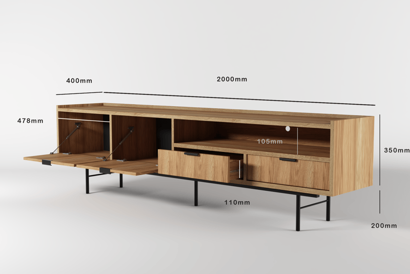 Dravo Tv-Bänk 200 cm - Naturlig hickory - Möbler - Vardagsrum - Tv-möbler & mediamöbler - Tv-bänkar