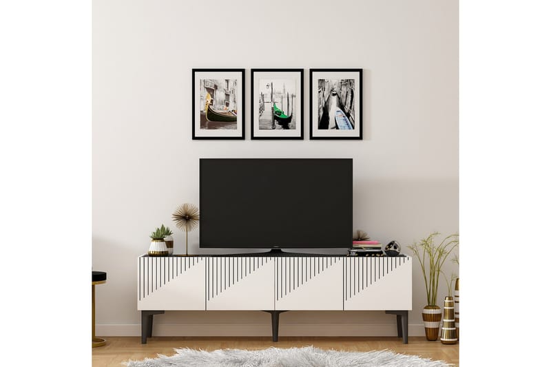 DRAW Tv-bänk 154x37 cm Vit/Svart - Tv-bänkar