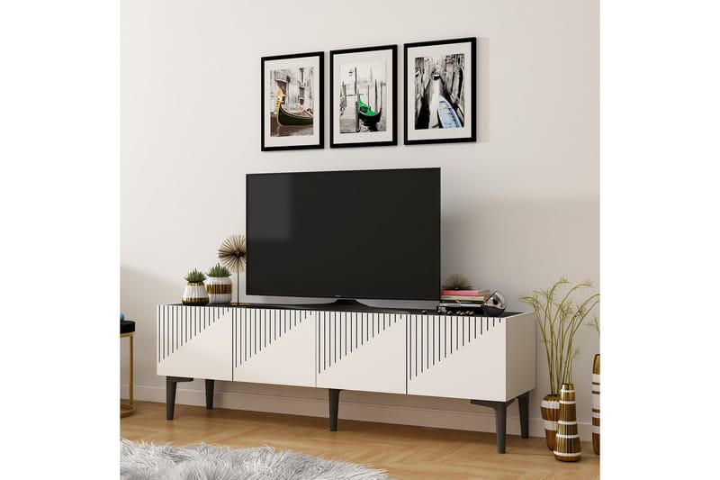 DRAW Tv-bänk 154x37 cm Vit/Svart - Tv-bänkar