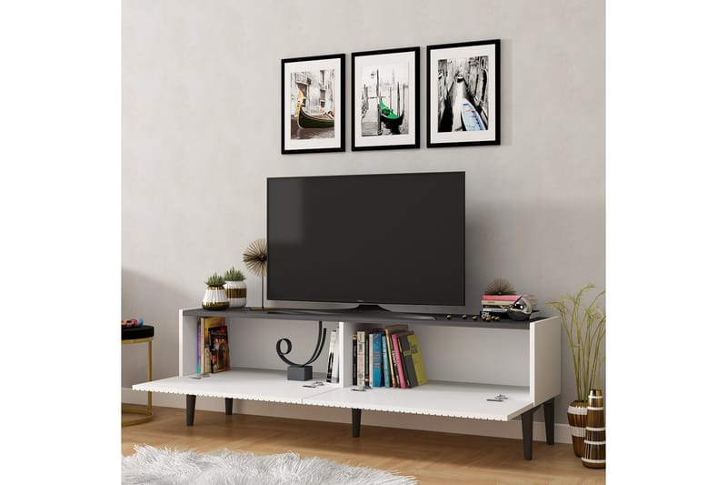 DRAW Tv-bänk 154x37 cm Vit/Svart - Tv-bänkar