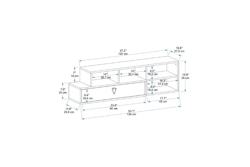 Durusu Tv-bänk 120 cm - Ljusbrun/Antracit - Möbler - Vardagsrum - Tv-möbler & mediamöbler - Tv-bänkar
