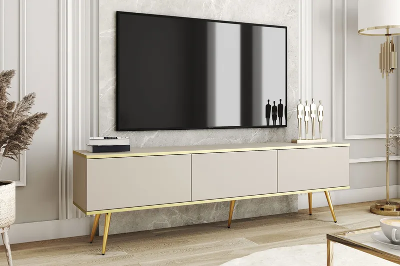 Edson Tv-bänk 175 cm - Beige/Guld - Möbler - Vardagsrum - Tv-möbler & mediamöbler - Tv-bänkar