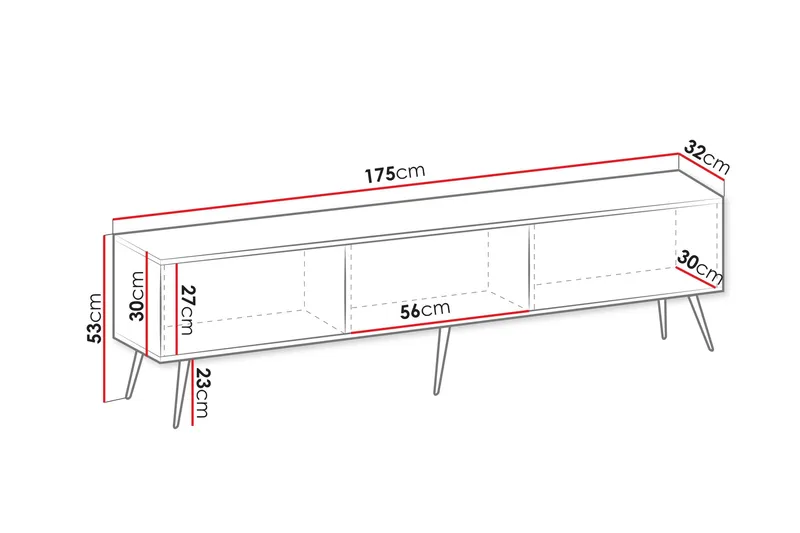 Edson Tv-bänk 175 cm - Svart - Möbler - Vardagsrum - Tv-möbler & mediamöbler - Tv-bänkar