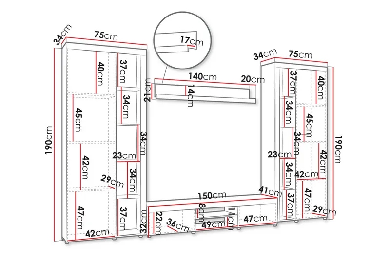 Eirwen Tv-möbelset - Vit - Möbler - Vardagsrum - Tv-möbler & mediamöbler - Tv-möbelset