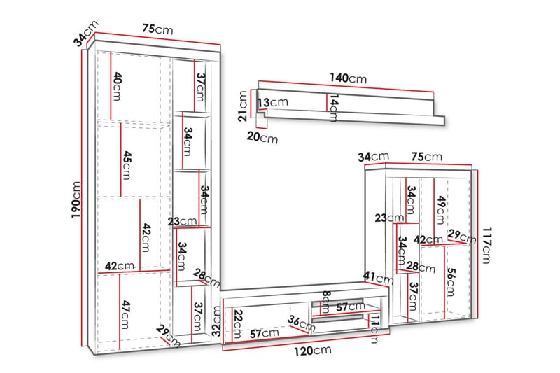 Eirwen Tv-möbelset - Vit - Möbler - Vardagsrum - Tv-möbler & mediamöbler - Tv-möbelset