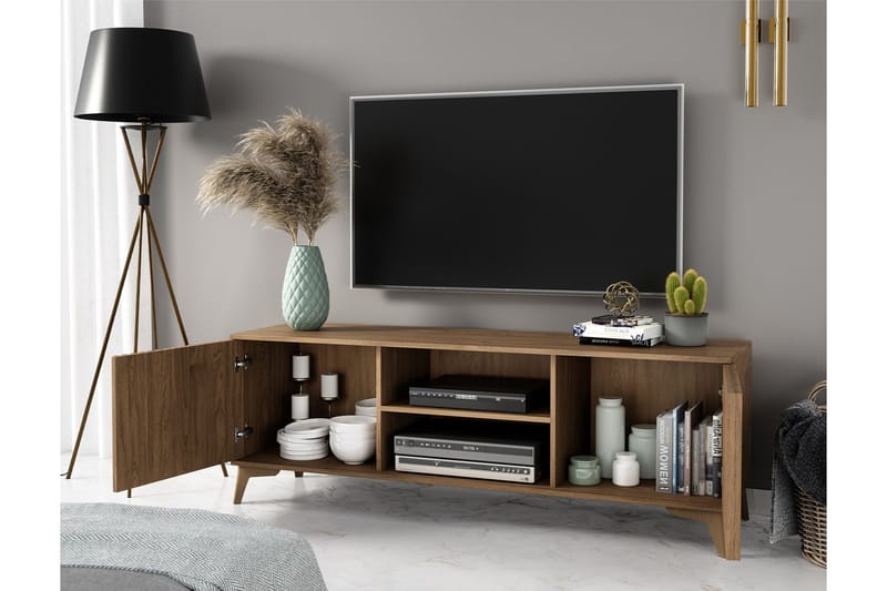 Entsian Golvstående Tv Bänk 150 cm med Förvaring i Ek - Brun - Möbler - Vardagsrum - Tv-möbler & mediamöbler - Tv-bänkar