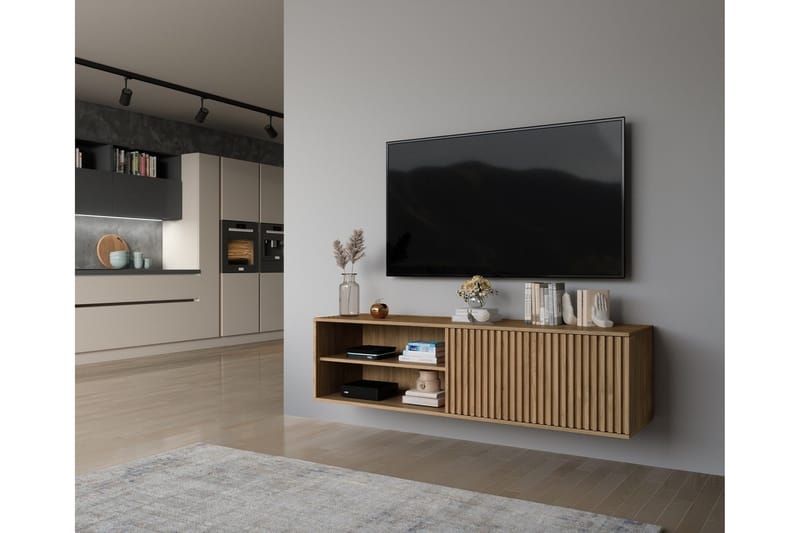 Entsian Vägghängd TV-bänk 40 cm med Förvaring i Ek - Brun - Möbler - Vardagsrum - Tv-möbler & mediamöbler - Tv-bänkar